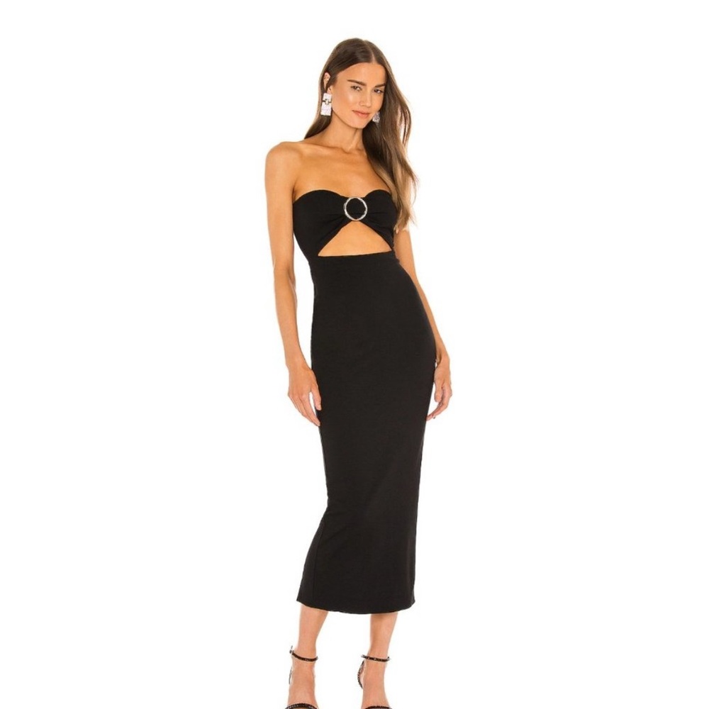 Michael Costello Black Strapless Cutout Dress